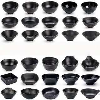 เมลามีนบนโต๊ะอาหารชามขนาดเล็กเชิงพาณิชย์สีดําชามพลาสติกชามข้…
