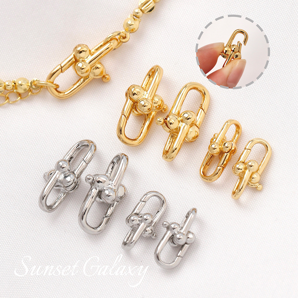 สร้อยข้อมือและสร้อยคอดีไซน์ U-Shaped เคลือบทอง 18K พ่วงหัวเข็มขัด DIY เครื่องประดับ