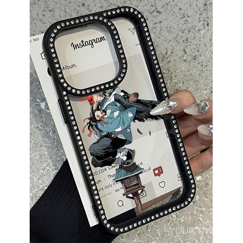 การ์ตูนGhost KillรูปแบบแฟลชเพชรสําหรับiPhone 15 13 16 11 14 12 16PRO 12PRO 16PLUS 13PLUS 15PLUS 12PR