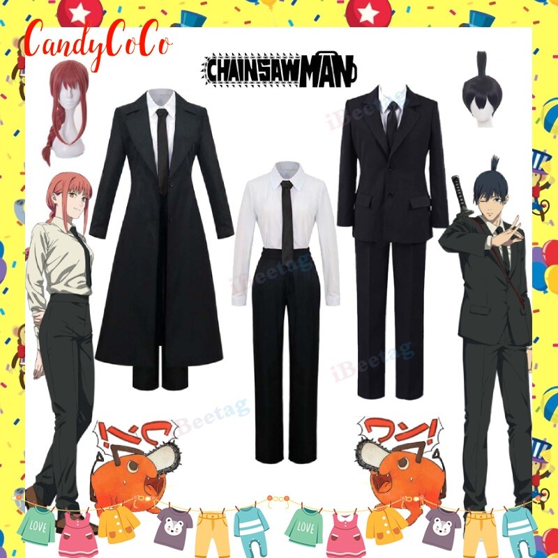 16H Chainsaw man ใหม่ พร้อมส่ง ชุดคอสเพลย์ Makima Hayakawa Man1/2 สีดํา สําหรับปาร์ตี้ฮาโลวีน