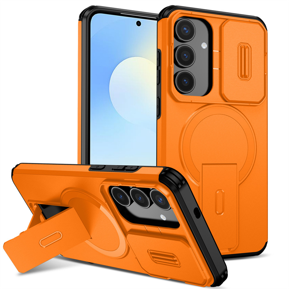 SAMSUNG Case พร้อมฝาครอบกล้องเคสโทรศัพท์สําหรับSamsung Galaxy A57 A37 A17 A56 A36 A26 A16 A55 A35 A25 A15 5G 4G ซัมซุง ผู้ถือขาตั้งปลอกแม่เหล็กกันกระแทกป้องกัน