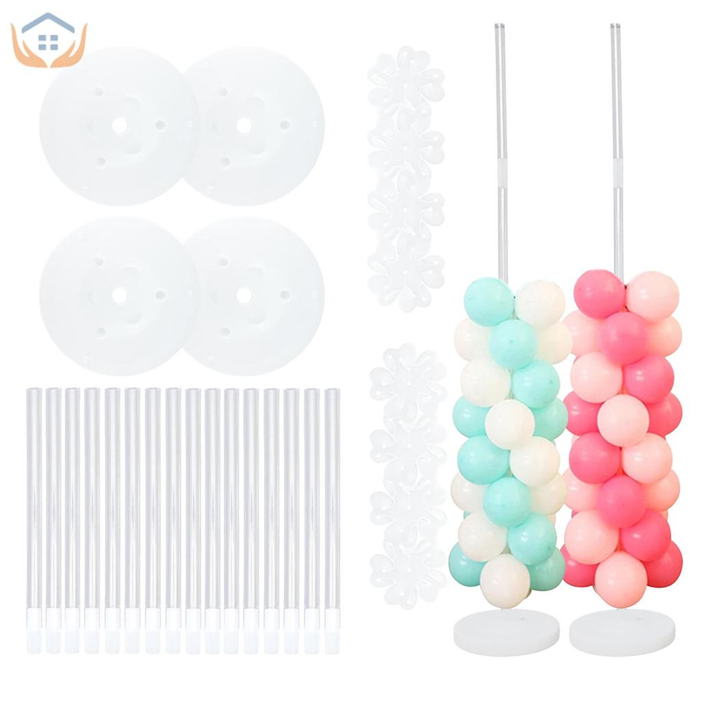 2 ชุดบอลลูนคอลัมน์ขาตั้งชุด 8.4ft ความสูงบอลลูน Arch ขาตั้งชุดฐานเสาและคลิปดอกไม้นํากลับมาใช้ใหม่บอล