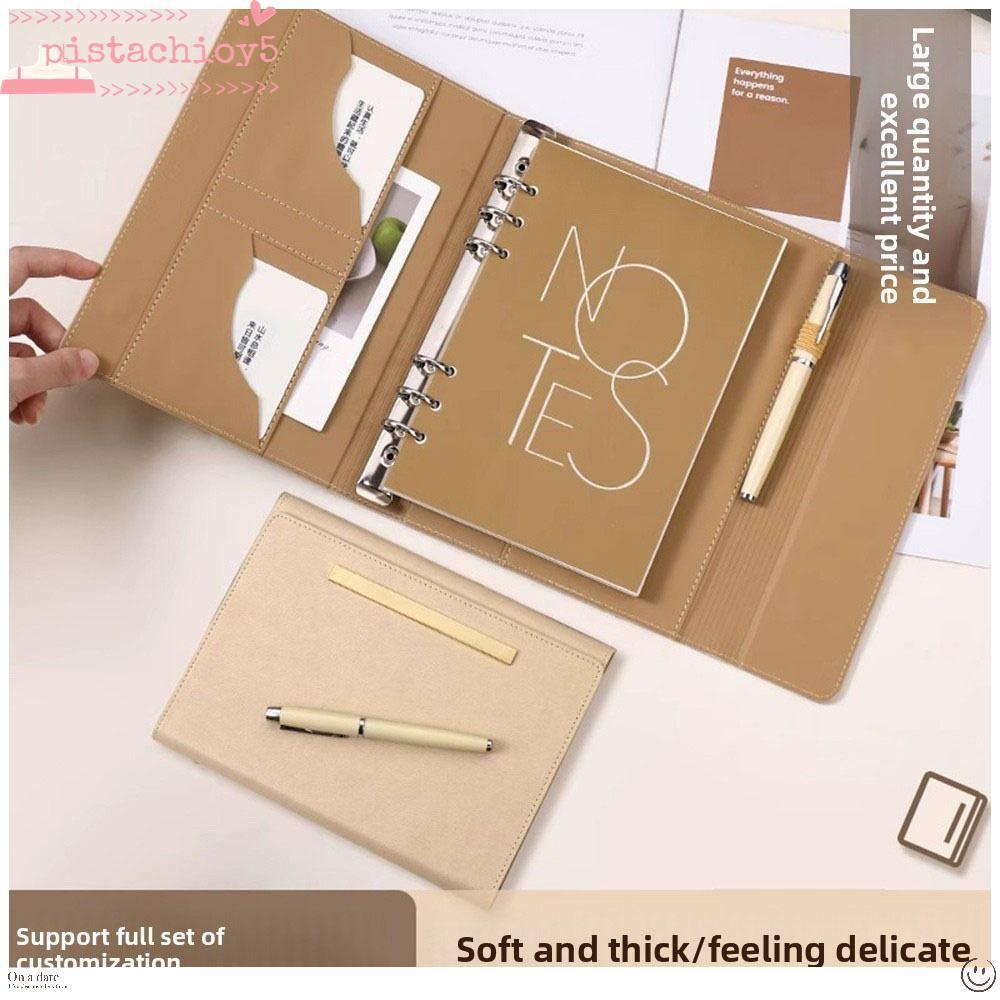 PISTACHIO Binder Notebook, A5 PU Leather Cover Refillable Notebook, Agenda Planner ที่ถอดออกได้สามพับ Travel Journal Notebook ของขวัญระดับไฮเอนด์