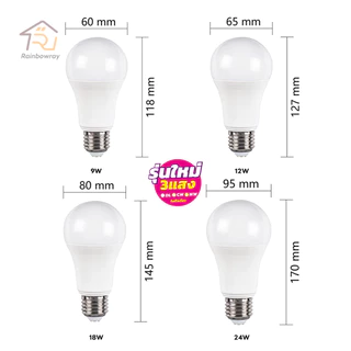 ⚡รุ่นใหม่2026 แพ็ค 10 ชิ้น ยิ่งคุ้ม หลอดไฟ LED แสงไฟสีขาว ทรงกลมขั้ว E27 AC 220V~50Hz 24W 18W 15W 12W 9W 7W 5W 3W
