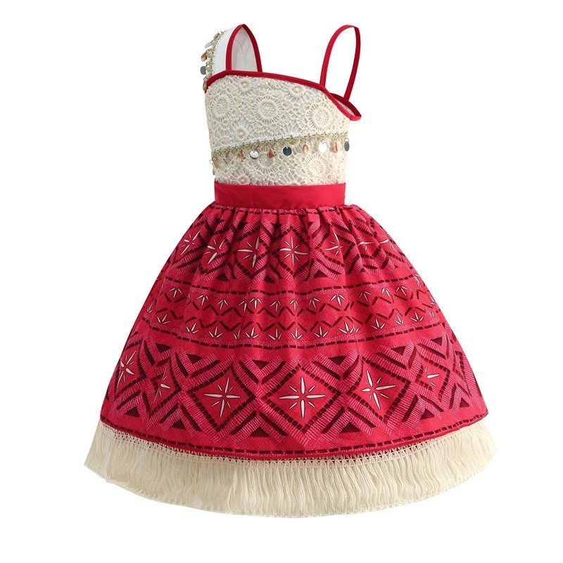 Ocean 2024 Moana เด็กประสิทธิภาพ Cross-Border Fringed Beach Dress คอสเพลย์ Romance 2 ชุด SNB6