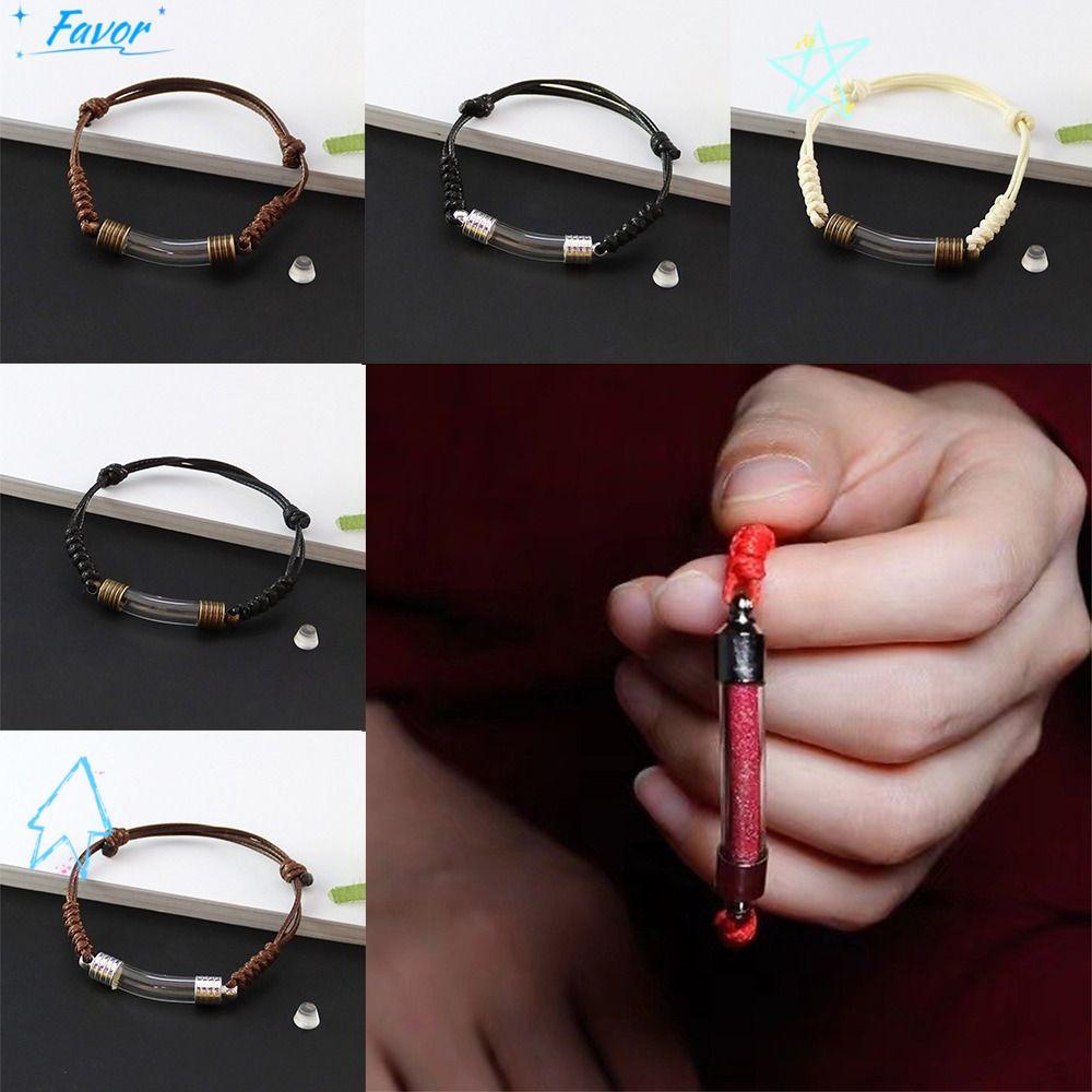 FAVOR Wishing Bottle Bracelet, Adjustable Lucky Charm Perfume Vial Cord Bracelet, Openable Braid Cha