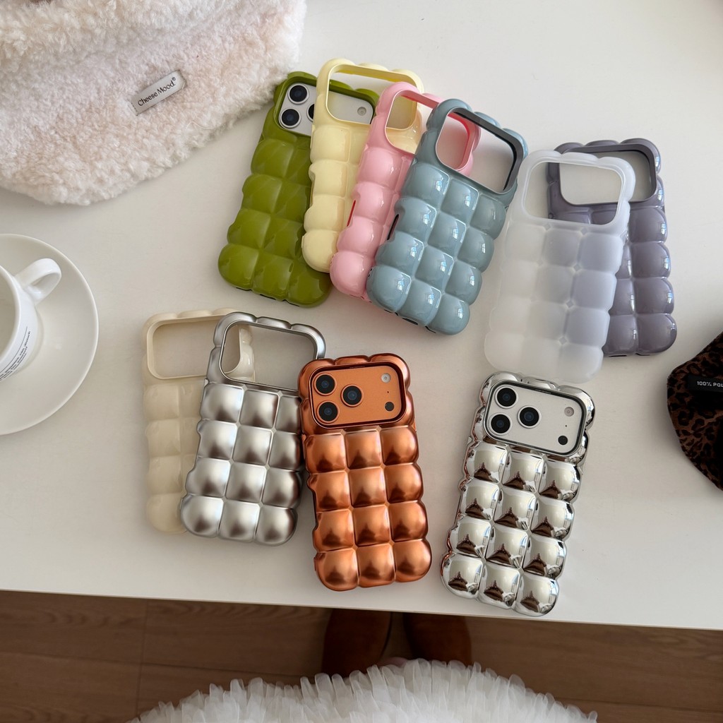 การ์ตูนน่ารัก 3D สเตอริโอ Bow Powder Blusher Miffy กระต่ายตุ๊กตาจี้เคสโทรศัพท์สําหรับ iPhone 13 14 15 16 17 Pro Max หนังกันกระแทกปกหลัง