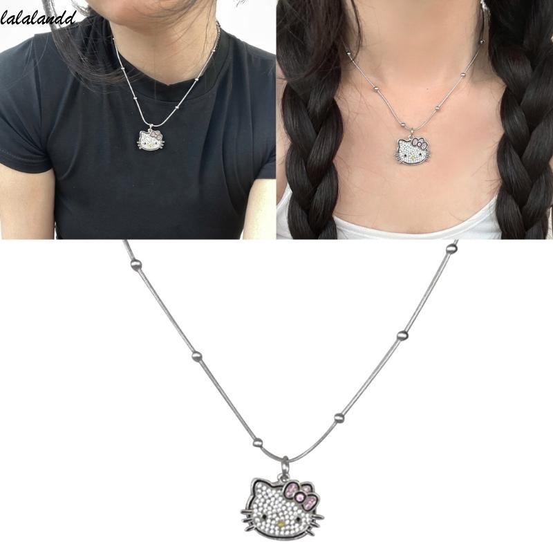 Laland DIY ลูกปัดโซ่แมว Choker สร้อยคอแมวน่ารัก Charm Clavicle CHAIN สําหรับผู้หญิง Egirls Kitty Cat
