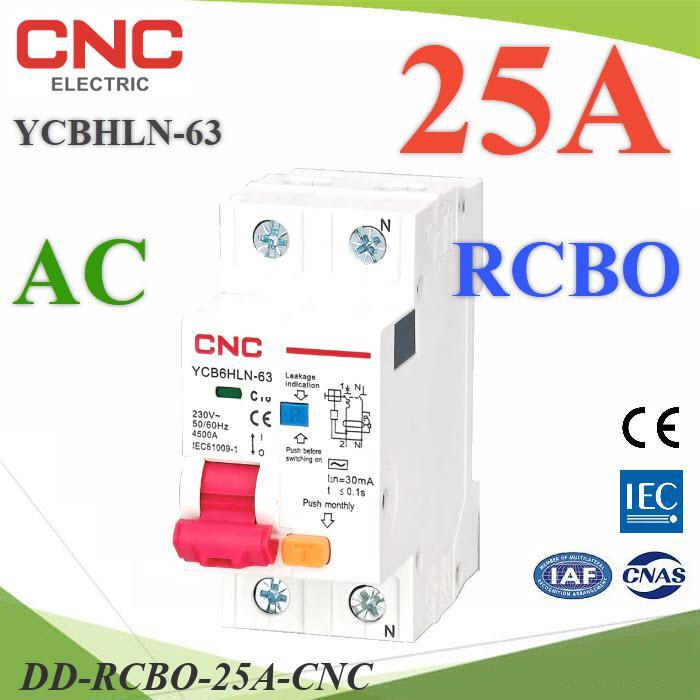 .25A RCBO 2P เบรกเกอร์กันดูด AC L-N 30mA Residual Current Circuit Breaker MCB CNC DD