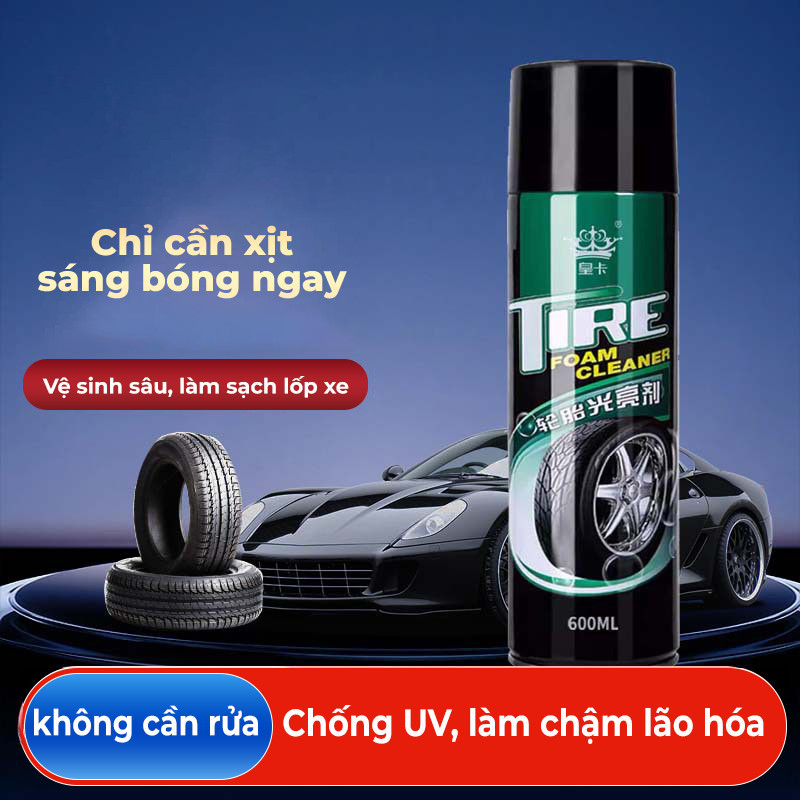 TIRE Car/Motorcycle TIRE Cleaning Spray Foam 600ml - ทําความสะอาด ส่องแสงยางดํา ปกป้องยางได้อย่างมีป