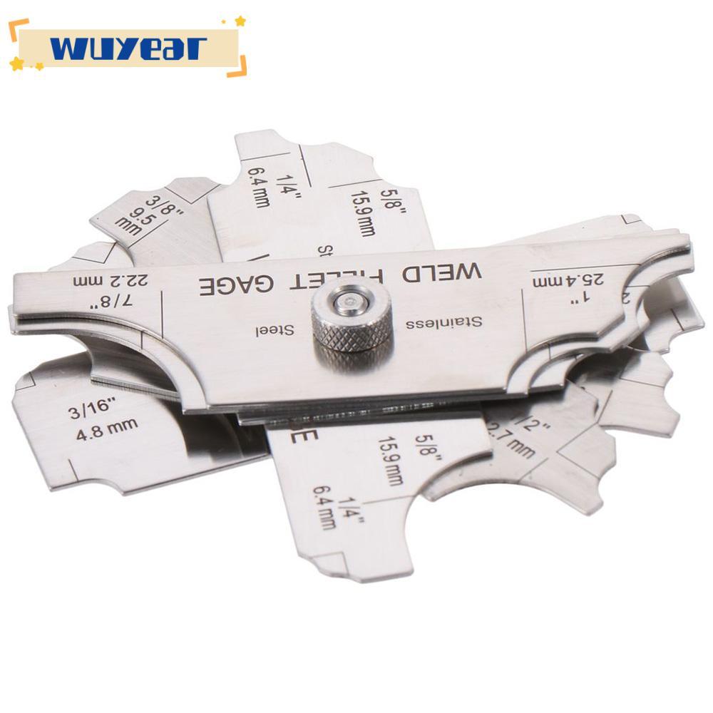 WUYEAR 7PCS เชื่อม Fillet Gages ชุด, 1/8-1 MG-11 เชื่อมวัด, Ulnar เชื่อมวัดโลหะ MM & นิ้วเชื่อมตรวจส