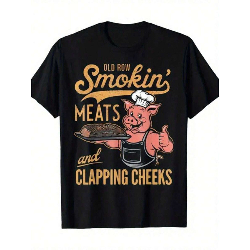 2026纯棉230gPlus Size Mens, Old Rows Smokin Meats And ClppingCOD UN8N