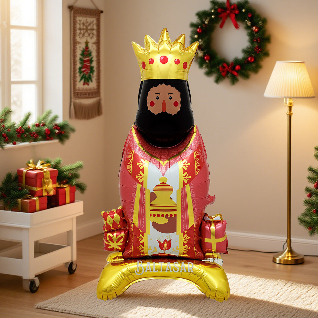 สเปนสาม Kings Day การจัดตกแต่ง King Shape ฐานอลูมิเนียมฟิล์มบอลลูน King ของขวัญบอลลูน xingfu88.th202