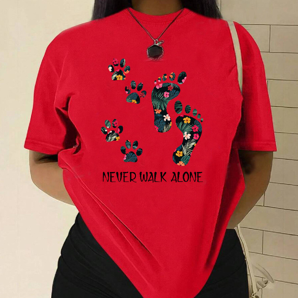 ปลาค็อด 2026พร้อมสต็อกการค้าต่างประเทศยุโรปอเมริกันเสื้อผ้าสตรีพิมพ์หลวม มารยาท ผ้าฝ้ายขนาดใหญ่รอบคอ