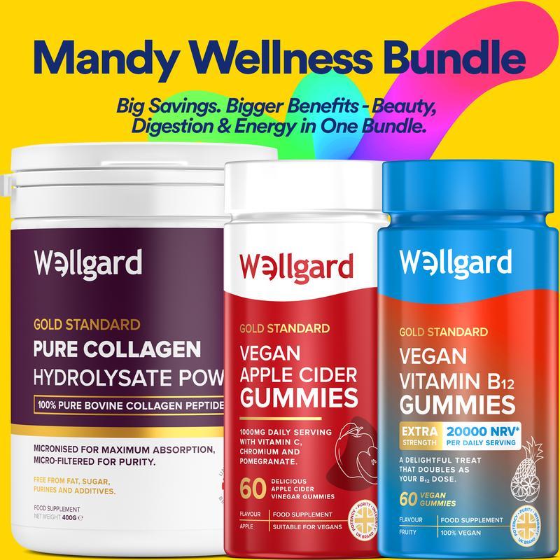 Mandy Wellness Bundle - ผงคอลลาเจน, วิตามิน B12 สําหรับ Energy & ACV Gummies
