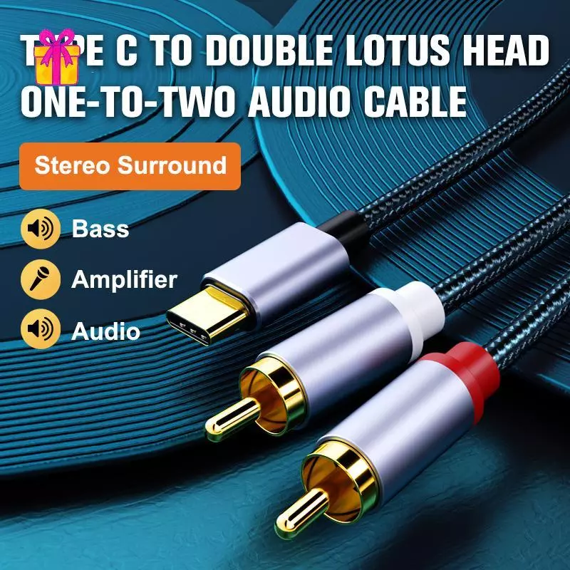 [INTH] Type C To RCA Audio Cable 2 RCA Aux Cord Converter USB C Audio Line สําหรับแล็ปท็อปลําโพงโทรศัพท์มือถือเครื่องขยายเสียง 1 เมตร