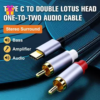 [INTH] Type C To RCA Audio Cable 2 RCA Aux Cord Converter USB C Audio Line สําหรับแล็ปท็อปลําโพงโทรศัพท์มือถือเครื่องขยายเสียง 1 เมตร