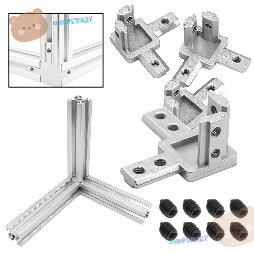 CHAMPSTEADY End Corner Aluminium Extrusion Profile Silver 2020 3030 4040 Series Slot 3-Way
