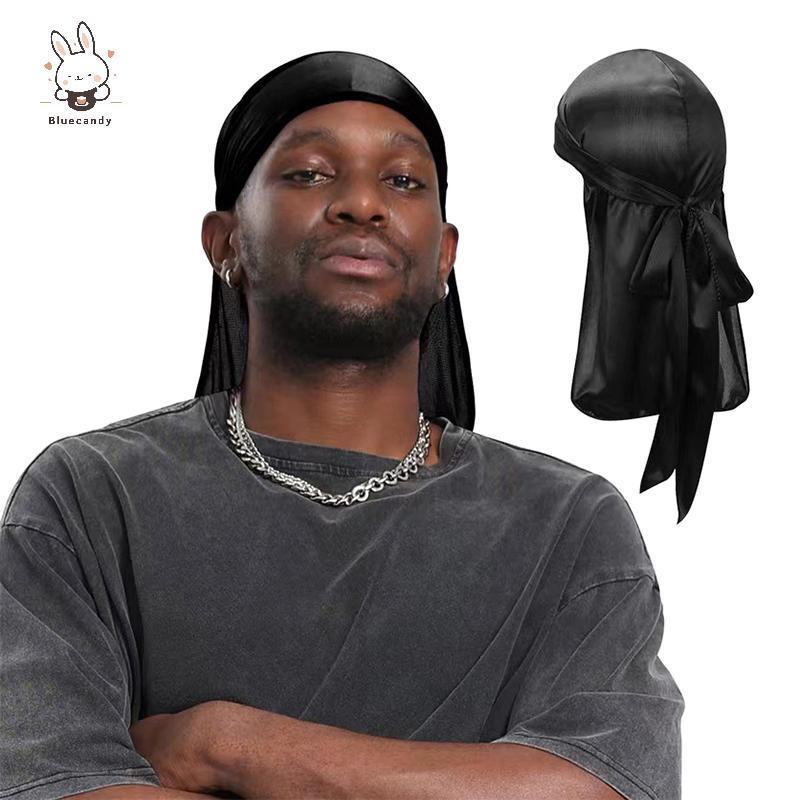 [Bluecandy] หางยาว Unisex ผู้ใหญ่ซาติน Doo Rag Durag s หมวกโจรสลัดหมวก Turban ผู้ชาย Hip Hop Biker Headwrap Unisex Headwear ใหม่