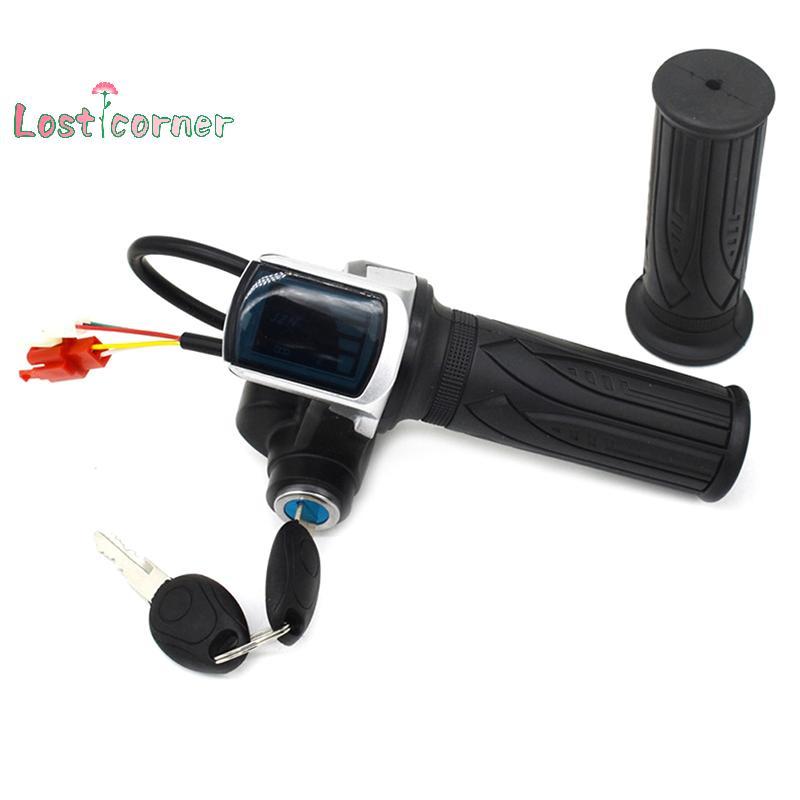 [Lostcorn] คันเร่งจักรยานไฟฟ้า 36V48V คันเร่งสําหรับ E-bike/สกู๊ตเตอร์ไฟฟ้าอุปกรณ์เสริมคันเร่งแฮนด์พร้อมจอแสดงผล LED [ใหม่]