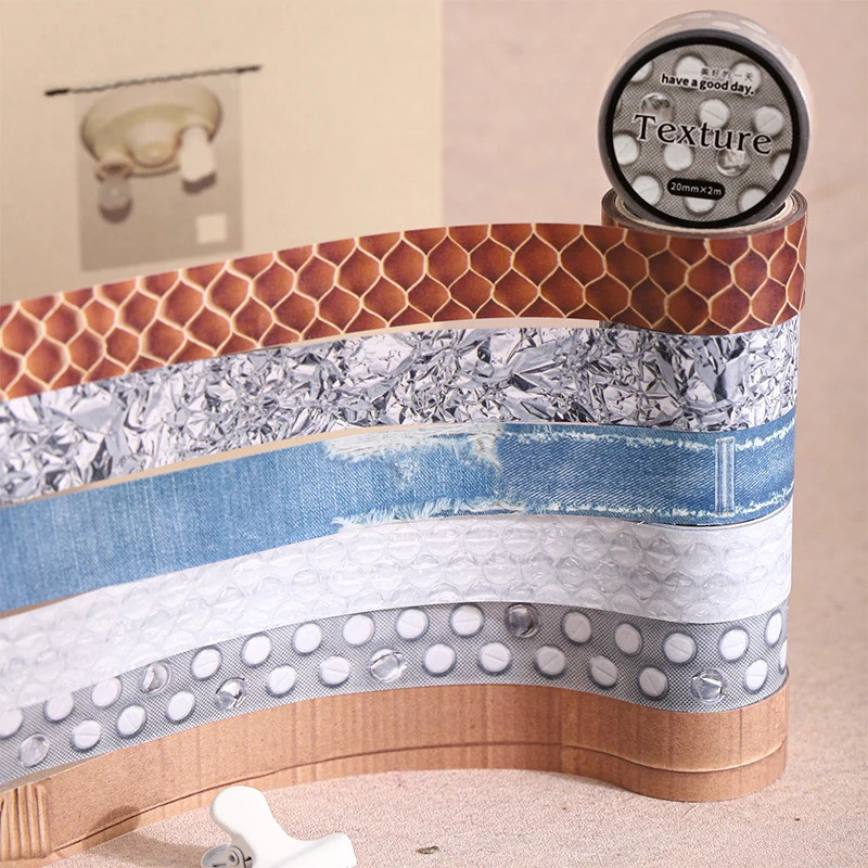 Journal GO 2cmx2M Texture สมุดภาพเทปสติกเกอร์หัตถกรรมทําการ์ด diy Textured ตกแต่งวัสดุเครื่องเขียน Masking เทป
