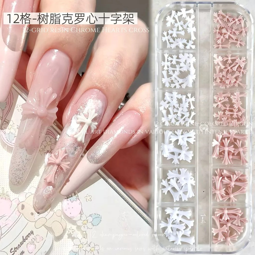 12 ตาราง Cross Star อุปกรณ์ทําเล็บ Influencer ร้อนขายเรซิ่นสามมิตินูน Pure Desire Nude สีชมพูตกแต่งเล็บ