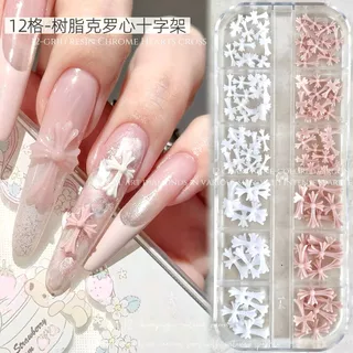 12 ตาราง Cross Star อุปกรณ์ทําเล็บ Influencer ร้อนขายเรซิ่นสามมิตินูน Pure Desire Nude สีชมพูตกแต่งเล็บ
