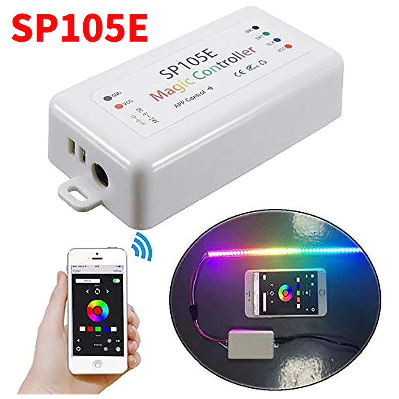 SP105E คอนโทรลเลอร์บลูทูธไร้สาย iOS/Android APP สําหรับ WS2801 SK6812 WS2815 SK9822 APA102 WS2811 WS