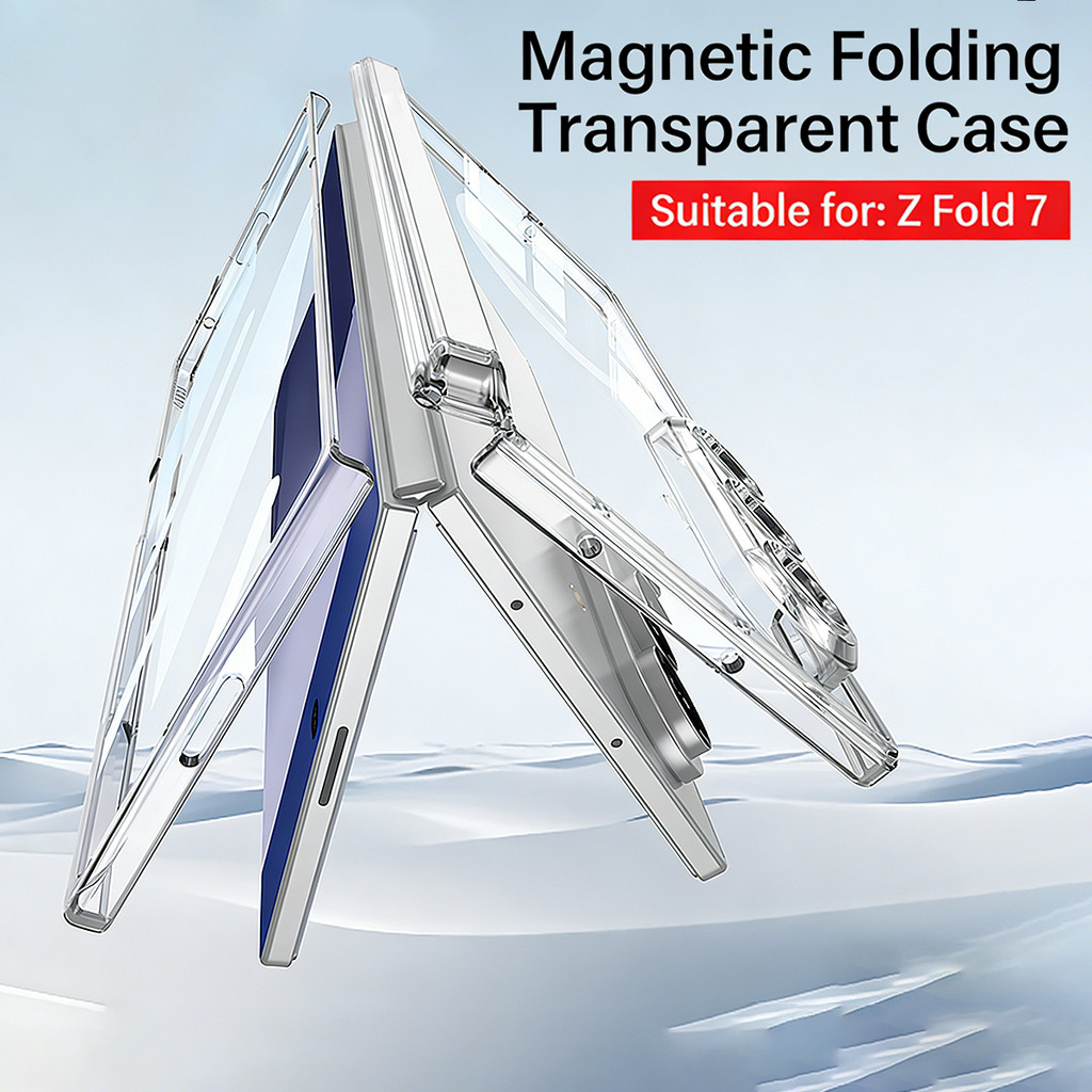 Crystal SERIES Magnetic Wireless Charging Hard สําหรับ Samsung Galaxy Z พับ 7 Z Fold7 กรณีโปร่งใสบานพับคู่กันกระแทกสําหรับ Samsung Z พับ 7