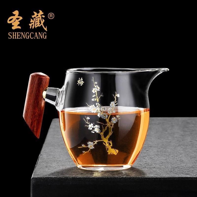 แก้วบอโรซิลิเกตสูง Muque ชายถ้วยชา Sea Fair ถ้วยครัวเรือนไม้ Handle ตู้น้ําชา Kung Fu ชุดชาชารั่วแม้