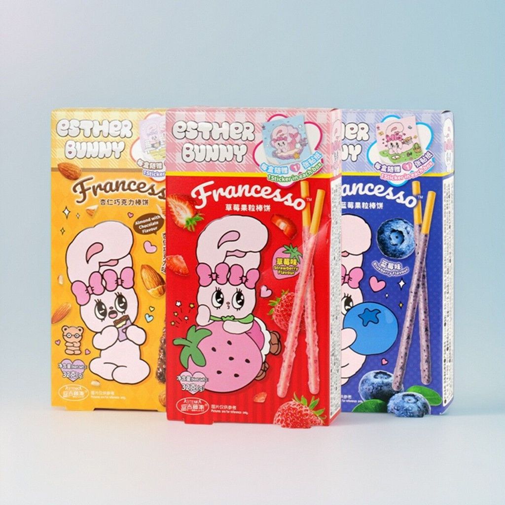 2025 สินค้าใหม่ Acele Bunny Bar Biscuits 32g Popping Candy Almond Chocolate Biscuit Bar Snack Coatin