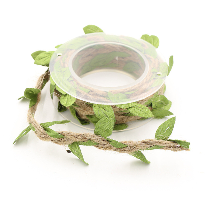 Leaf Hemp Rope Hemp Braid with Leaf Style 2M Roll Festive Decoration Supplies Gardening Hemp Rope Ju