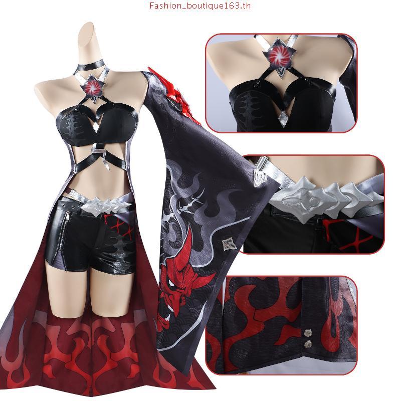 Honkai Star Rail Acheron cosplay costume เกม อะนิเมะ คอสเพลย์ กระโปรงสีแดง Halloween red dress for W
