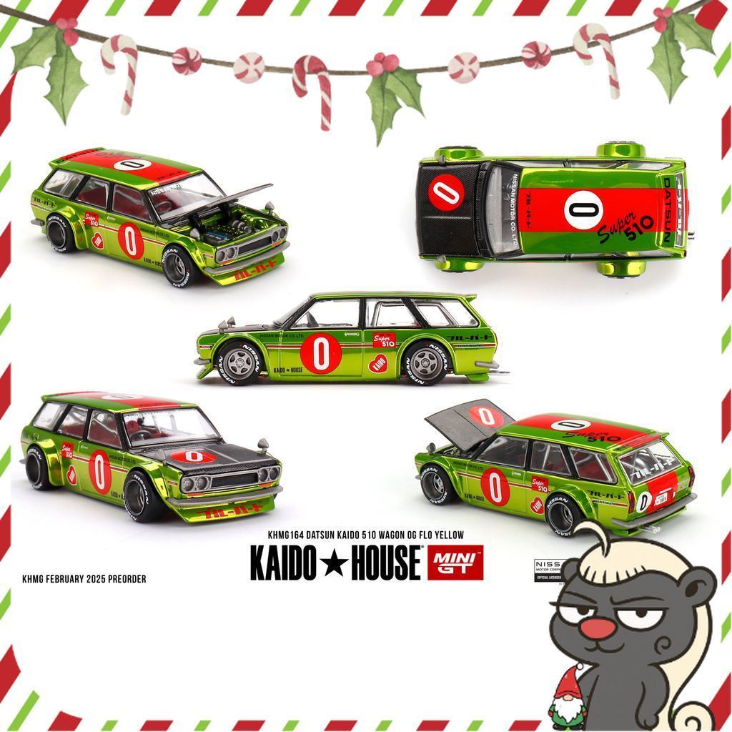 KAIDO HOUSE 1:64 Datsun 510 Wagon Kaido 0G Flo Yellow KHMG164