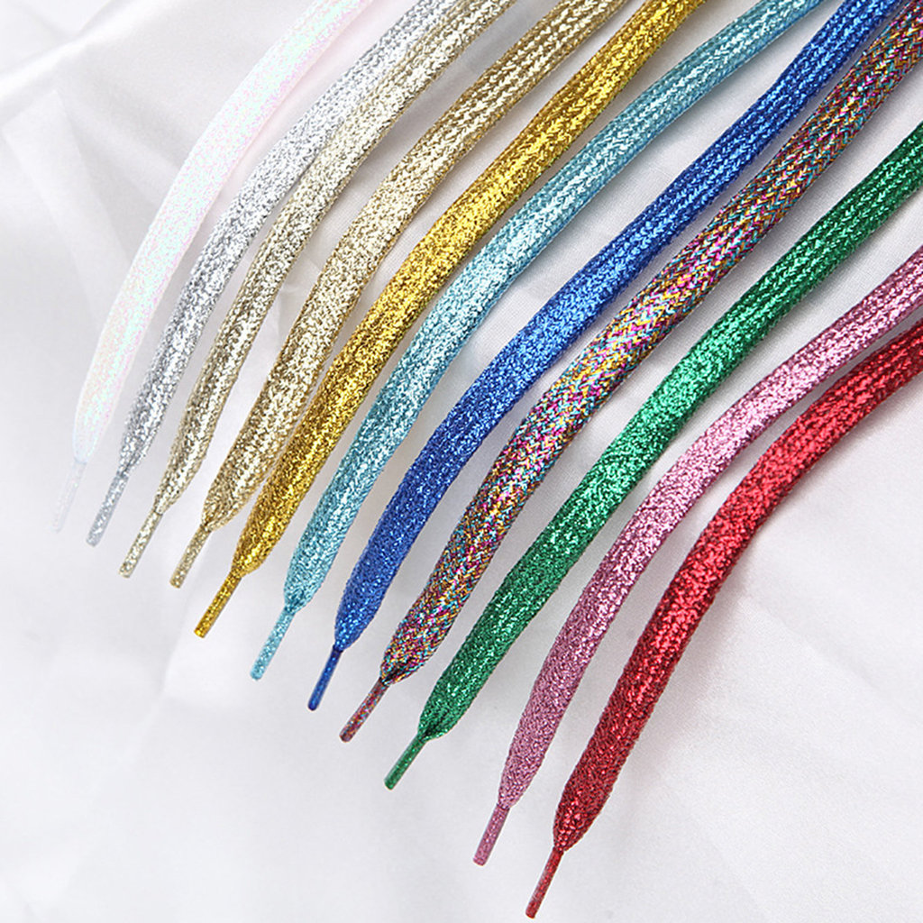 1 คู่เชือกผูกรองเท้า 100 ซม.Sequined Bright สีสัน Casual กีฬาแบน Shoestring Leisure สําหรับรองเท้าผ้าใบรองเท้า
