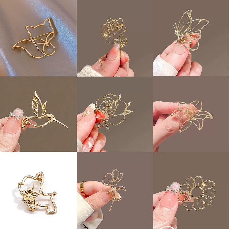 เข็มกลัดผีเสื้อดอกไม้ประณีต สำหรับตกแต่งเครื่องแต่งกายและ-accessories