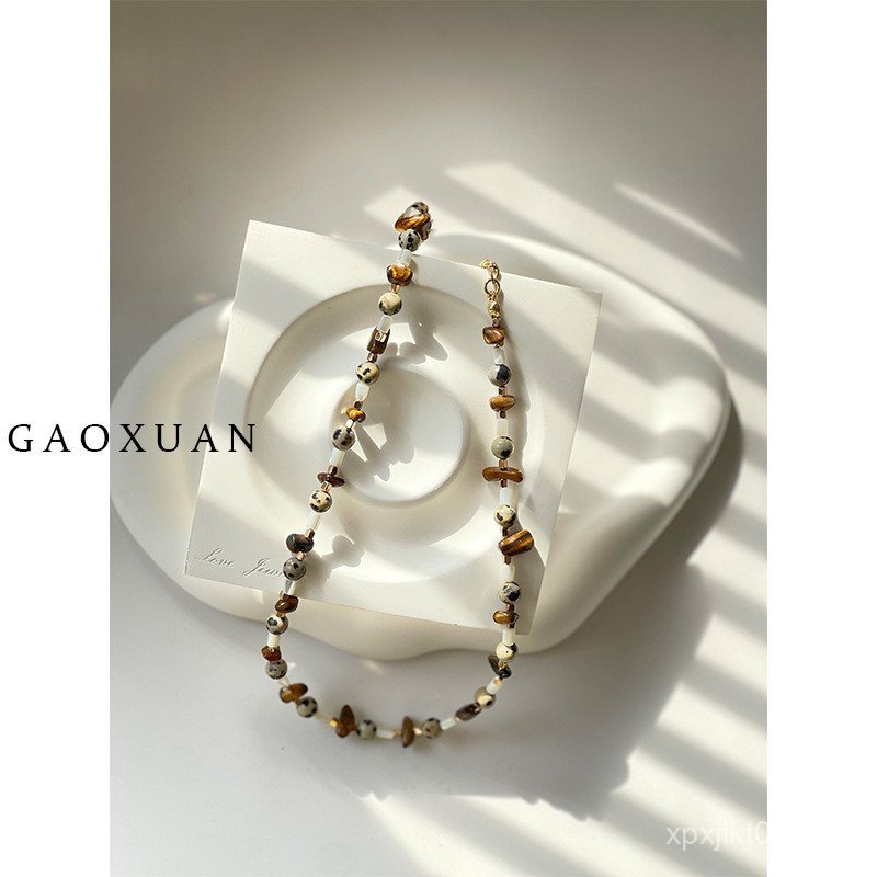 สร้อยคอ Tiger Eye Natural Stone ออกแบบดั้งเดิม สไตล์คลาสสิก-retro พร้อมความหรูหรา CNS8