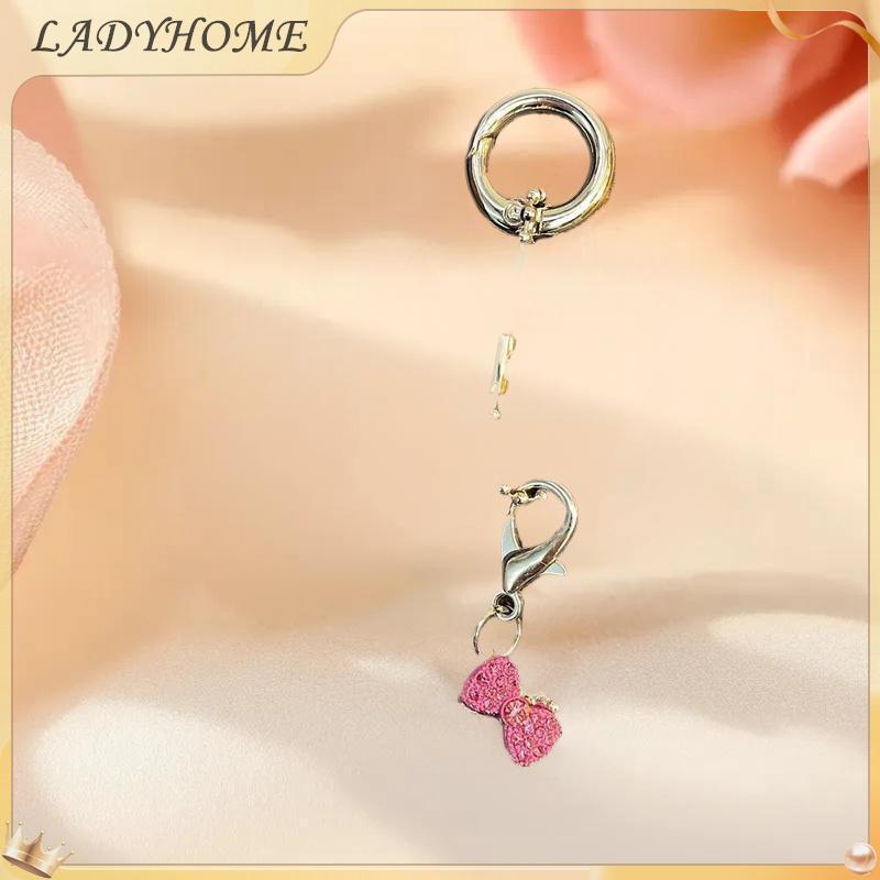 LH 1/2PCS น่ารัก KT Sanrio เพชร Hello Kitty พวงกุญแจโลหะจี้สาวโทรศัพท์ Chain KZ