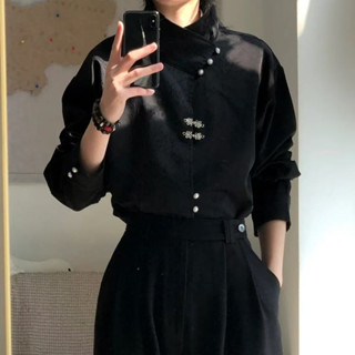 เสื้อเชิ้ตผู้ชายอินเทรนด์ ลายแบบชาติพันธุ์ ทรงหลวม สบายๆ ในโ…