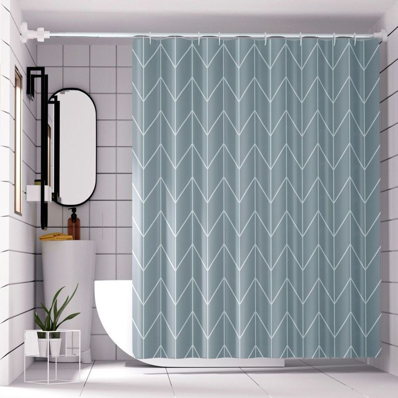 浴室洗澡浴帘布防霉防水浴帘套装免打孔浴室隔断帘门帘窗户挂帘子Bathroom Shower Partition Curtain, Bathroom Anti-mold Curtain, Thicken