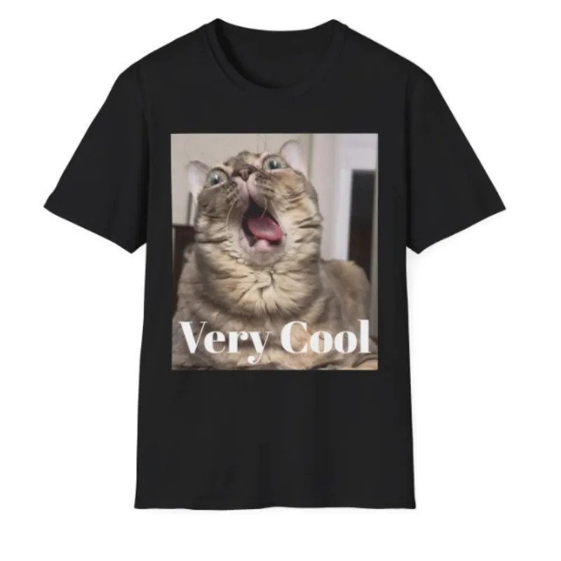 แหวนแมวพร้อมการเคลื่อนไหว Meme เสื้อแมวตลก Cat Cat Meme Meme เสื้อ Shitpost เสื้อ Silly Cotton Overs