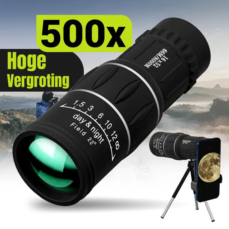 16x52 Monocular Telescope High Output Dual Focus Optical Zoom Scope High Magnification Long Range Ni