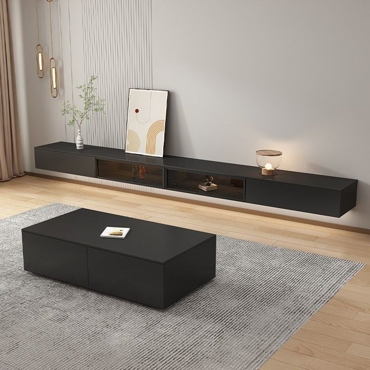 Light Luxury TV Cabinet Glass Door / Living Room Wall Mounted TV Cabinet / Kabinet Tv Dinding Gantun