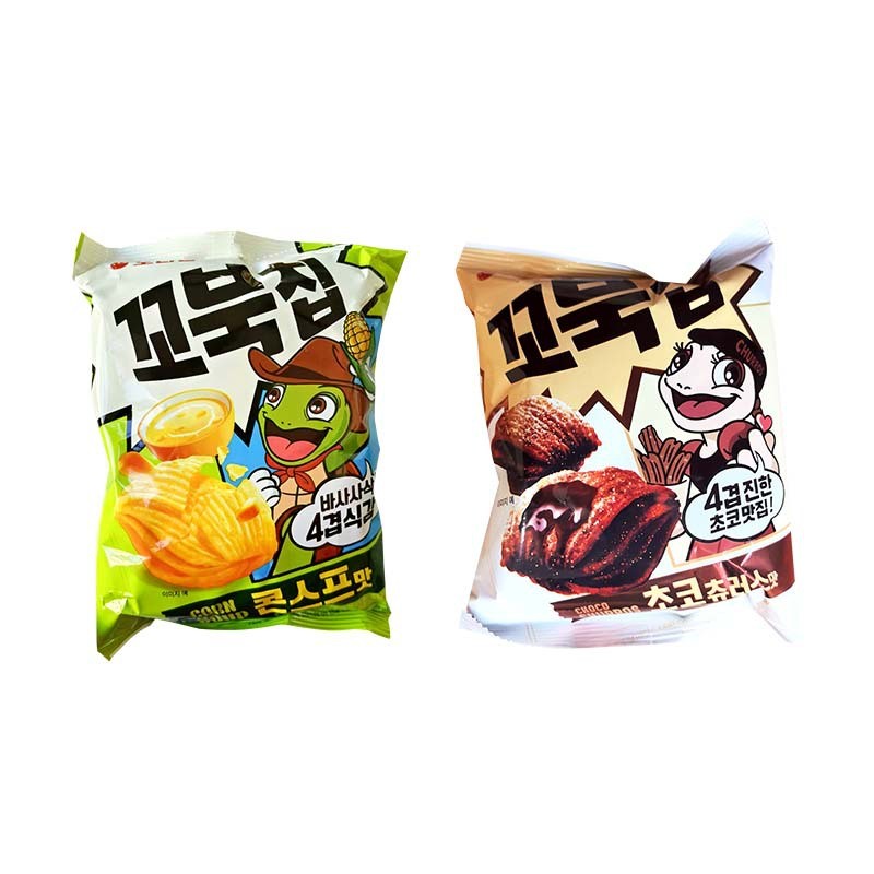 กระเป๋านําเข้าจากเกาหลี ORION ORION Turtle Crisp g Sweet Corn Crisp Chips Chocolate Potato Chips Puf