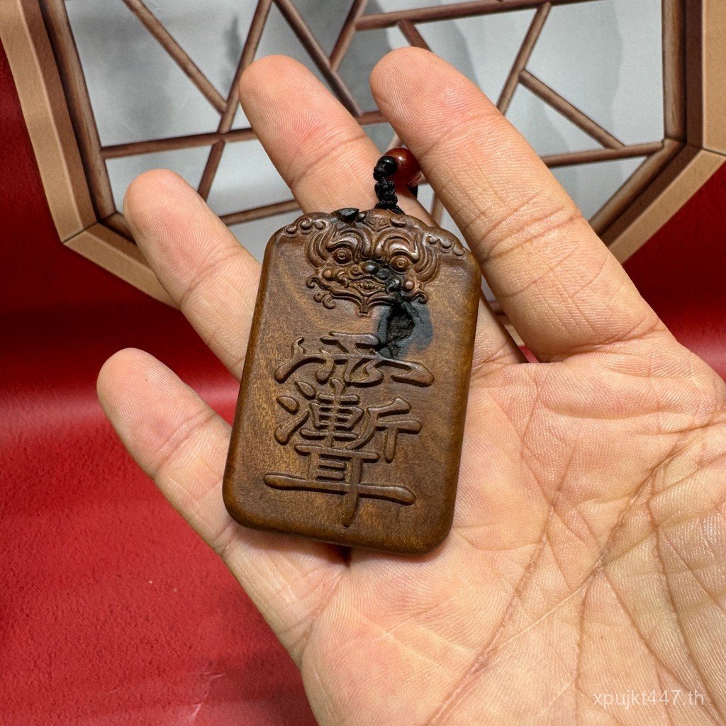 W ไม้แกะสลัก Wuwu ยี่ห้อจับชิ้น Ziwei Tai Chi Taboo จี้หัวเสือธรรมชาติ Gossip พุทราไม้จี้แท็ก PW0M