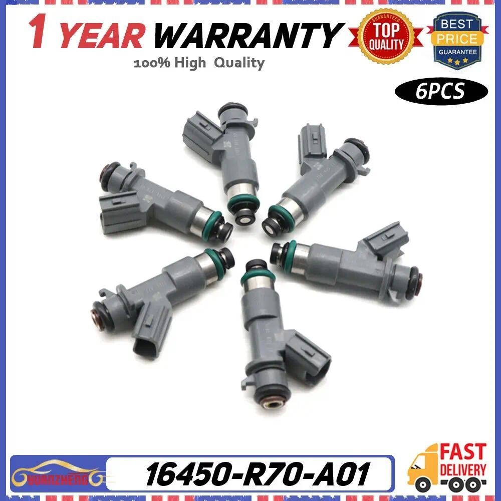 6pcs หัวฉีดน้ํามันเชื้อเพลิงหัวฉีด 16450-R70-A01 สําหรับ Honda Accord Crosstour Acura MDX RDX ZDX RL