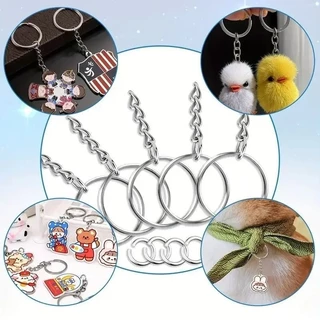 100/200/300PCS พวงกุญแจเปล่าโลหะ - แหวนแยก Keyfob Lobster Clasp Key จี้