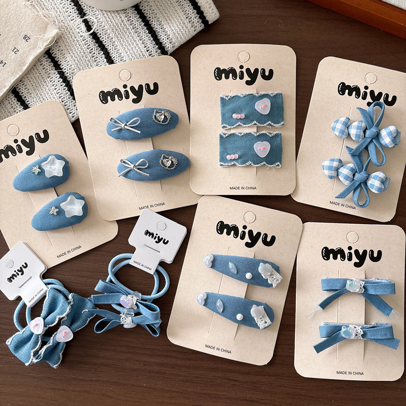 Denim Bow Hairpin เครื่องประดับผมสําหรับเด็กผู้หญิง