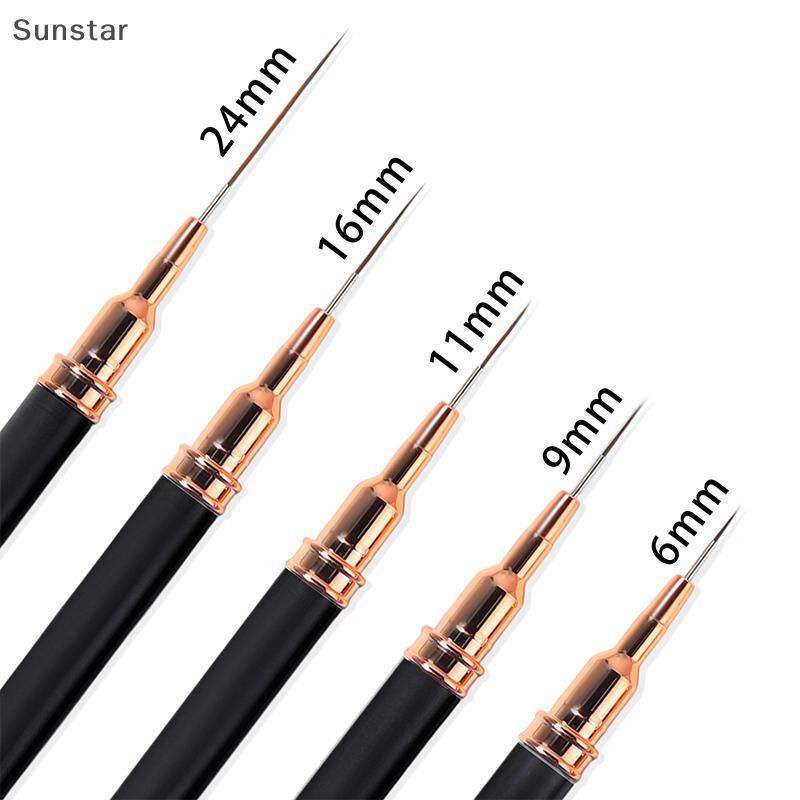 Sunstar 5 ชิ้น/เซ็ต Professional Nail Art Liner แปรงสําหรับ Striping ภาพวาดออกแบบ,เจล Liner เล็บแปรงสําหรับเล็บ 7/9/11/15/20 มม.Nice