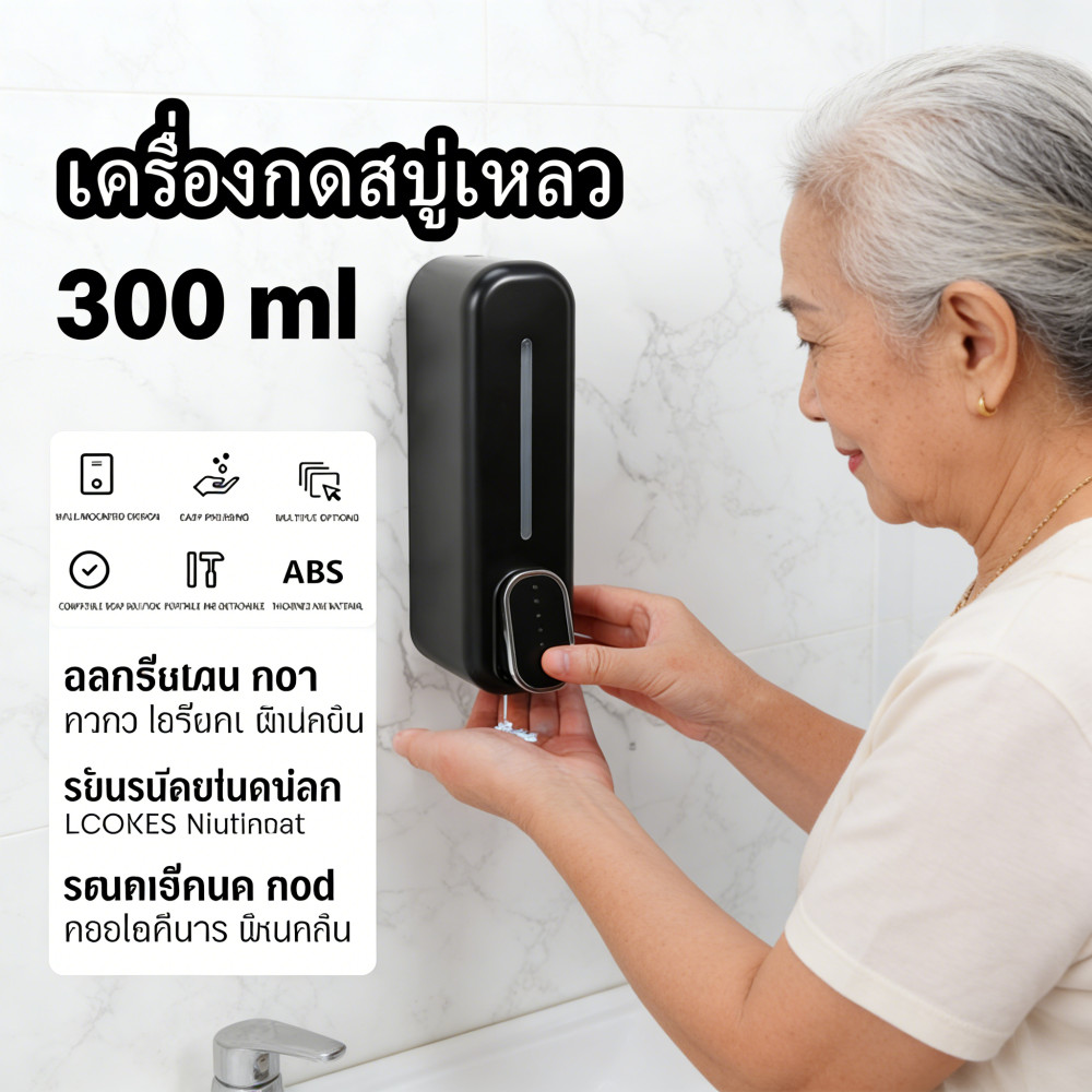 ติดผนังสบู่เหลวง่าย ใช้งานพร้อมอุปกรณ์ ขนาด300ml